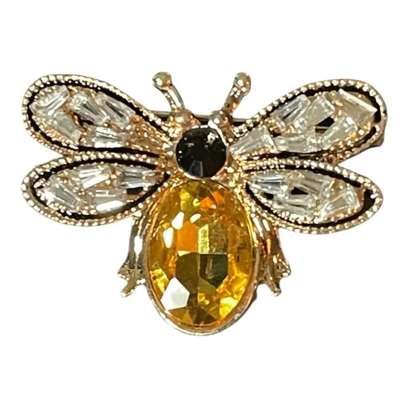 🐝 Vintage-Inspired Bee Brooch – Gold & Rhinestone Insect Pin (1.5”) - Picture 8 of 8